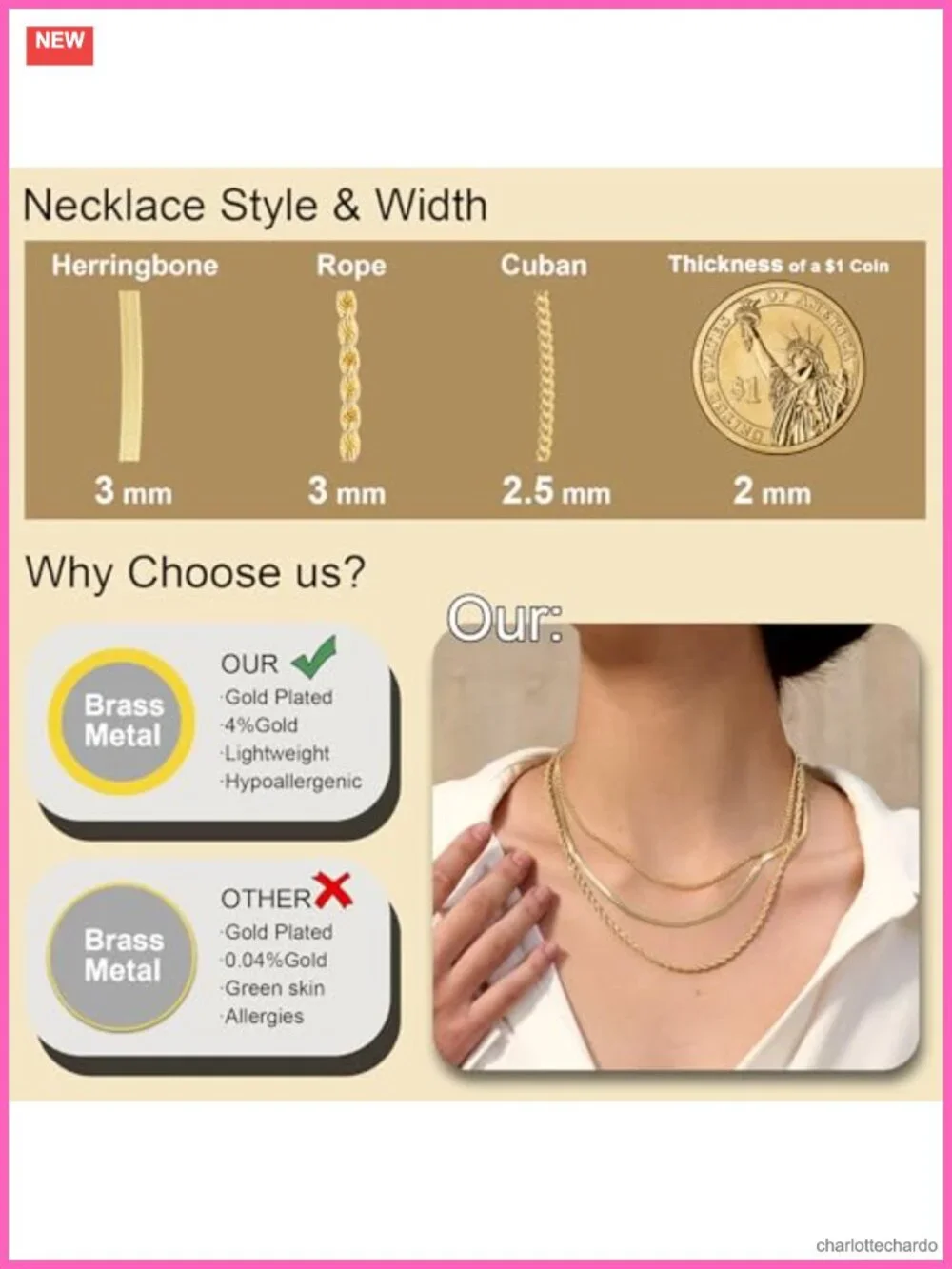 Layered Herringbone Necklace Set Gold Plated Stackable Dainty Women Jewelry Gift